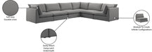 Meridian Furniture - Mackenzie 160" Linen Textured Fabric Upholstered 6 Piece Modular Sectional - 688Grey-Sec6A - GreatFurnitureDeal