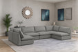 Meridian Furniture - Mackenzie 160" Linen Textured Fabric Upholstered 6 Piece Modular Sectional - 688Grey-Sec6C - GreatFurnitureDeal