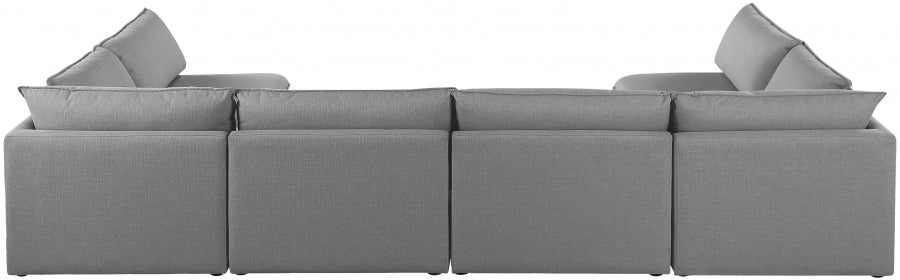 Meridian Furniture - Mackenzie 160" Linen Textured Fabric Upholstered 6 Piece Modular Sectional - 688Grey-Sec6C - GreatFurnitureDeal