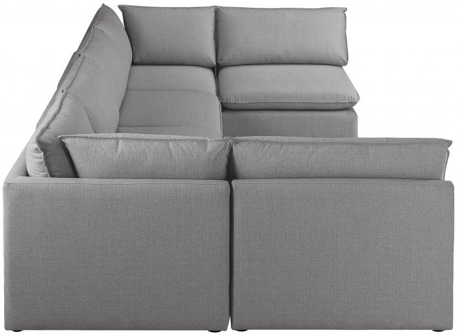 Meridian Furniture - Mackenzie 160" Linen Textured Fabric Upholstered 6 Piece Modular Sectional - 688Grey-Sec6C - GreatFurnitureDeal