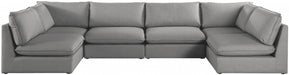 Meridian Furniture - Mackenzie 160" Linen Textured Fabric Upholstered 6 Piece Modular Sectional - 688Grey-Sec6C - GreatFurnitureDeal