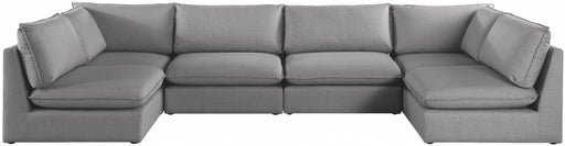 Meridian Furniture - Mackenzie 160" Linen Textured Fabric Upholstered 6 Piece Modular Sectional - 688Grey-Sec6C - GreatFurnitureDeal