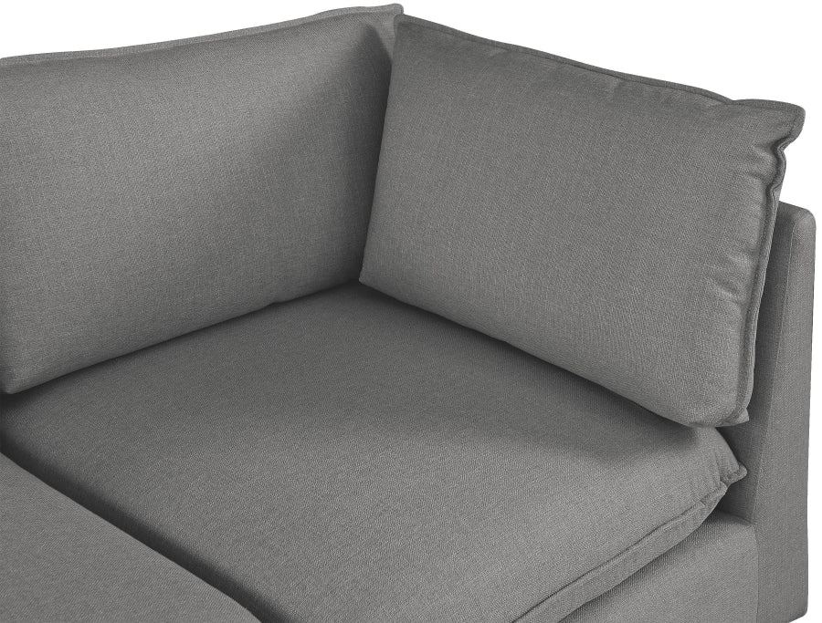 Meridian Furniture - Mackenzie 160" Linen Textured Fabric Upholstered 6 Piece Modular Sectional - 688Grey-Sec6C - GreatFurnitureDeal