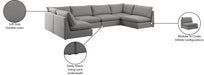 Meridian Furniture - Mackenzie 160" Linen Textured Fabric Upholstered 6 Piece Modular Sectional - 688Grey-Sec6C - GreatFurnitureDeal