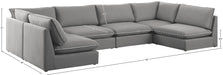 Meridian Furniture - Mackenzie 160" Linen Textured Fabric Upholstered 6 Piece Modular Sectional - 688Grey-Sec6C - GreatFurnitureDeal