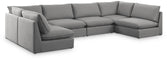 Meridian Furniture - Mackenzie 160" Linen Textured Fabric Upholstered 6 Piece Modular Sectional - 688Grey-Sec6C - GreatFurnitureDeal