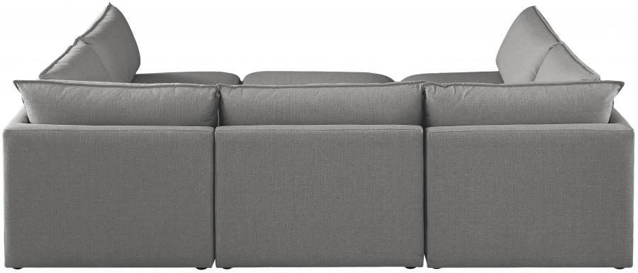 Meridian Furniture - Mackenzie 120" Linen Textured Fabric Upholstered 6 Piece Modular Sectional - 688Grey-Sec6D - GreatFurnitureDeal