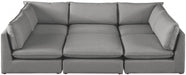 Meridian Furniture - Mackenzie 120" Linen Textured Fabric Upholstered 6 Piece Modular Sectional - 688Grey-Sec6D - GreatFurnitureDeal