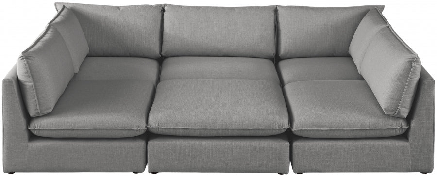 Meridian Furniture - Mackenzie 120" Linen Textured Fabric Upholstered 6 Piece Modular Sectional - 688Grey-Sec6D - GreatFurnitureDeal