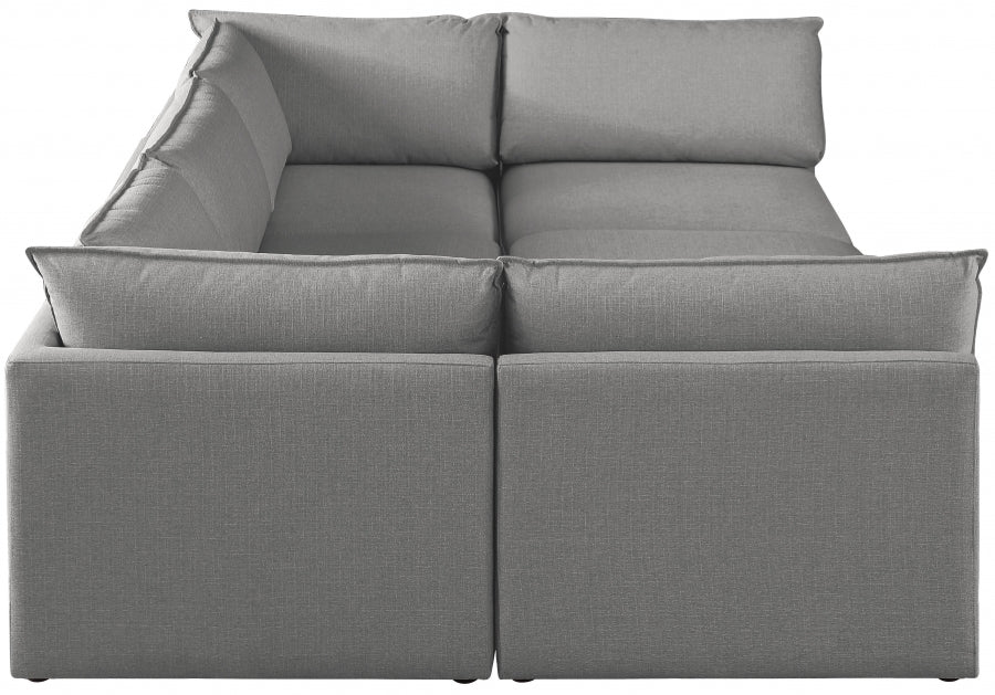 Meridian Furniture - Mackenzie 120" Linen Textured Fabric Upholstered 6 Piece Modular Sectional - 688Grey-Sec6D - GreatFurnitureDeal