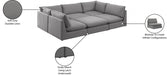Meridian Furniture - Mackenzie 120" Linen Textured Fabric Upholstered 6 Piece Modular Sectional - 688Grey-Sec6D - GreatFurnitureDeal