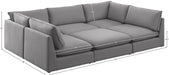 Meridian Furniture - Mackenzie 120" Linen Textured Fabric Upholstered 6 Piece Modular Sectional - 688Grey-Sec6D - GreatFurnitureDeal