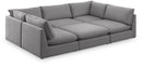 Meridian Furniture - Mackenzie 120" Linen Textured Fabric Upholstered 6 Piece Modular Sectional - 688Grey-Sec6D - GreatFurnitureDeal