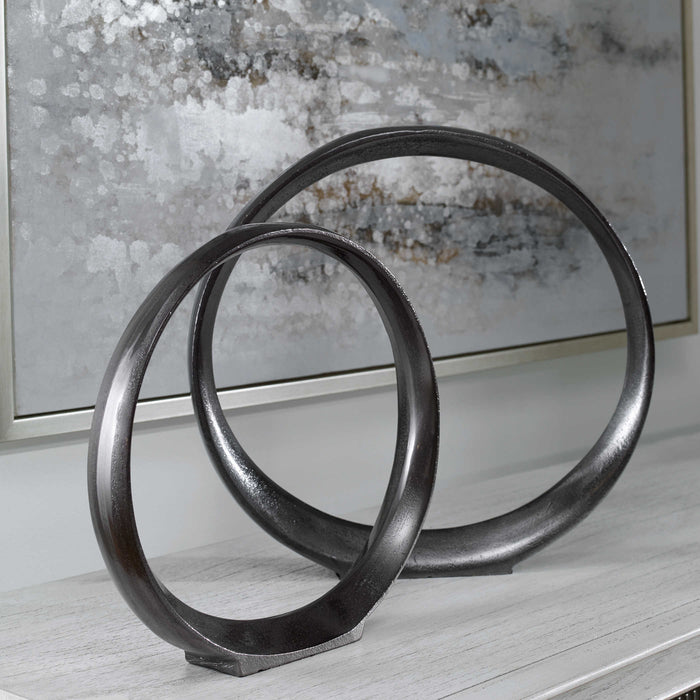 Uttermost - Orbits Black Ring Sculptures, S/2 - 17913 - GreatFurnitureDeal
