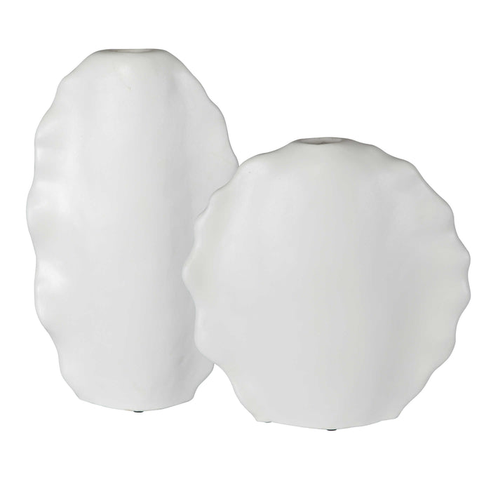 Uttermost - Ruffled Feathers Modern White Vases, S/2 - 17963 - GreatFurnitureDeal