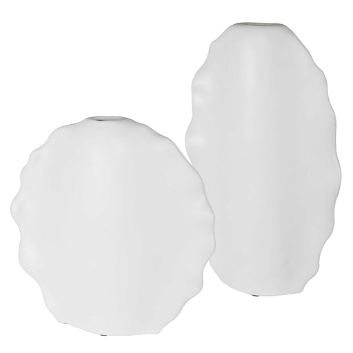 Uttermost - Ruffled Feathers Modern White Vases, S/2 - 17963 - GreatFurnitureDeal