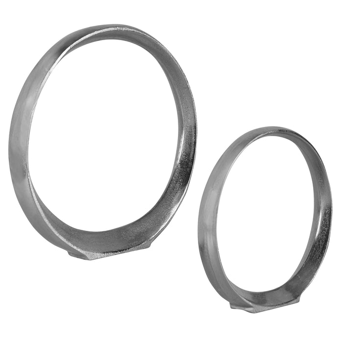Uttermost - Orbits Nickel Ring Sculptures, S/2 -17985 - GreatFurnitureDeal