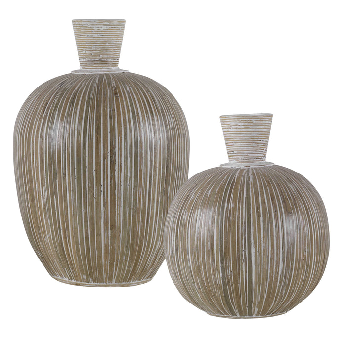 Uttermost - Islander White Washed Vases, S/2 -17990