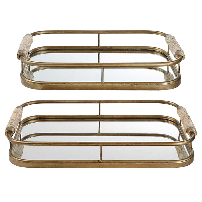 Uttermost - Rosea Brushed Gold Trays, S/2 -18014 - GreatFurnitureDeal