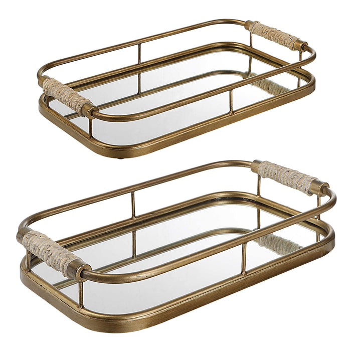 Uttermost - Rosea Brushed Gold Trays, S/2 -18014