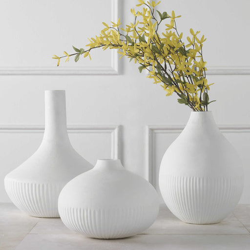 Uttermost - Apothecary Satin White Vases, Set/3 - 18072 - GreatFurnitureDeal