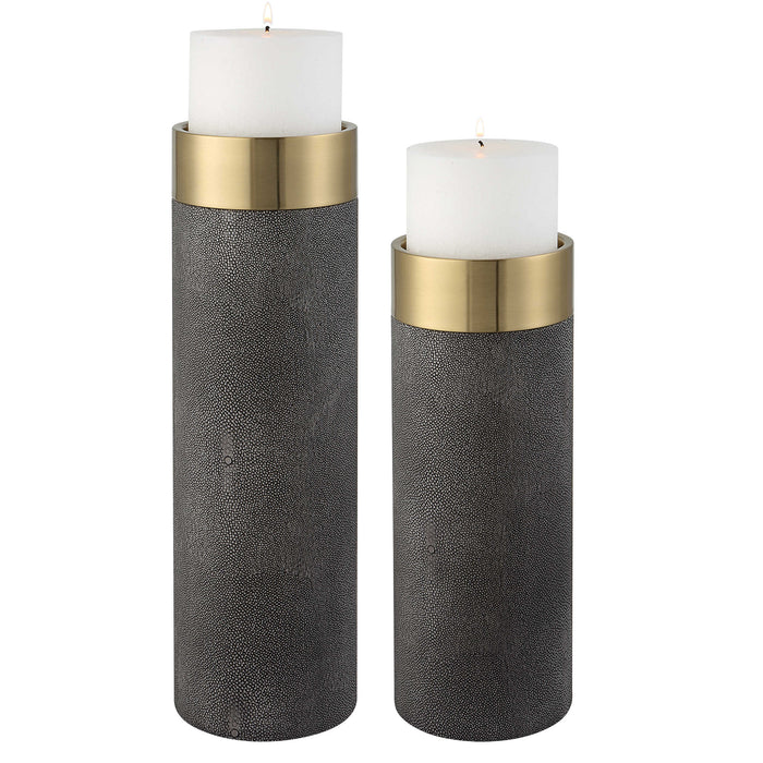 Uttermost - Wessex Gray Candleholders, S/2 - 18061 - GreatFurnitureDeal