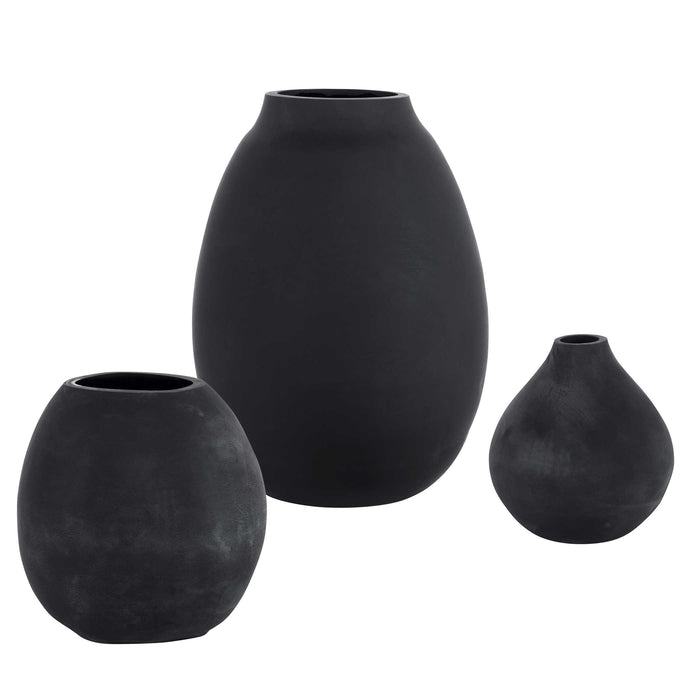 Uttermost - Hearth Matte Black Vases, Set/3 - 18068 - GreatFurnitureDeal