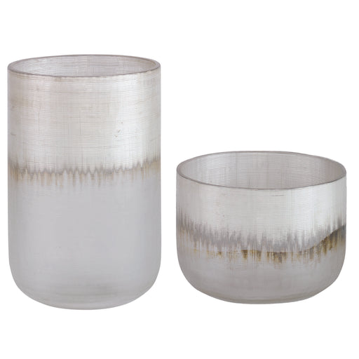 Uttermost - Frost Silver Drip Glass Vases, Set/2 - 18071 - GreatFurnitureDeal