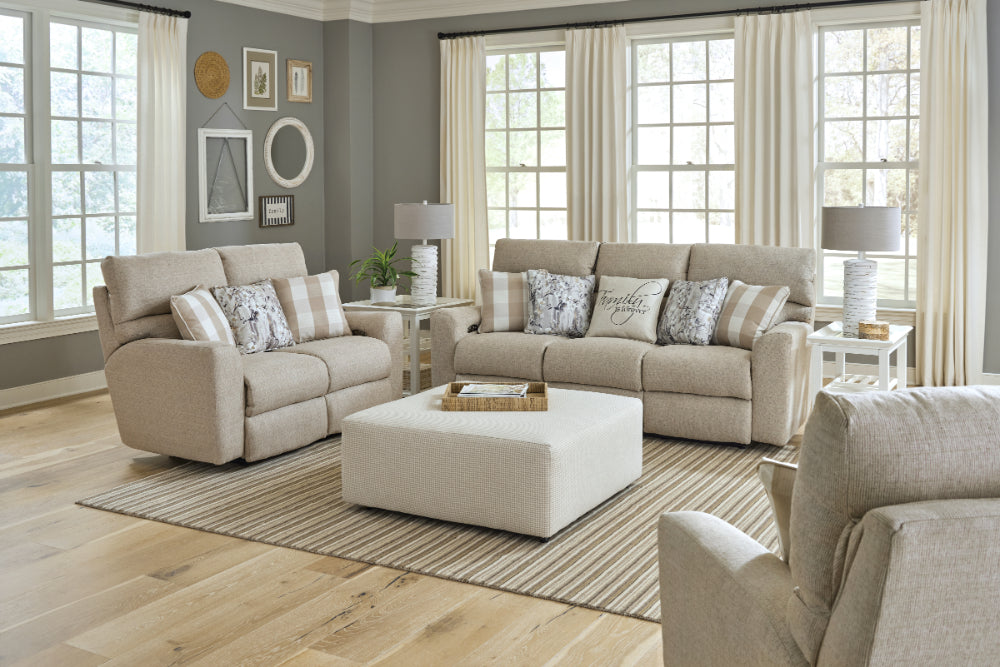 Catnapper - Searsport 2 Piece Power Reclining Sofa Set in Buff/Linen - 61801-02-LINEN - GreatFurnitureDeal