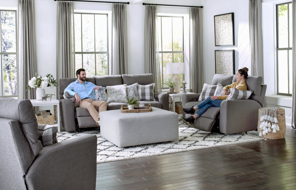 Catnapper - Searsport 2 Piece Power Headrest Reclining Sofa Set in Metal/Charcoal - 61801-02-METAL - GreatFurnitureDeal