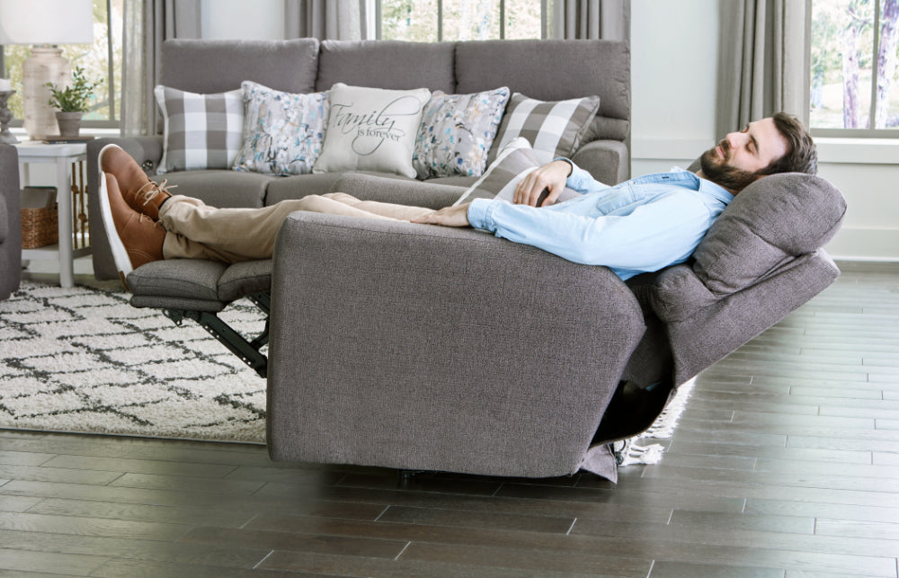 Catnapper - Searsport Power Headrest Reclining Sofa in Metal/Charcoal - 61801-METAL - GreatFurnitureDeal