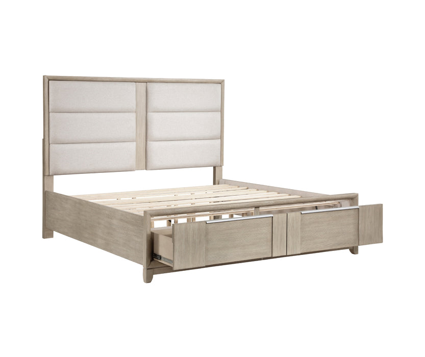 Homelegance - Marceline King Platform Bed with Footboard Storage in Light Gray - 1820NK-1EK - GreatFurnitureDeal