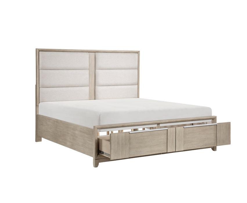 Homelegance - McKewen Queen Platform Bed with Footboard Storage in Light Gray - 1820N-1 - GreatFurnitureDeal