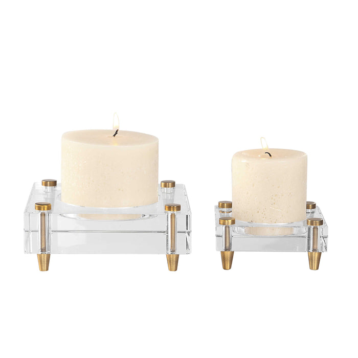 Uttermost - Claire Crystal Block Candleholders, S/2 - 18643 - GreatFurnitureDeal