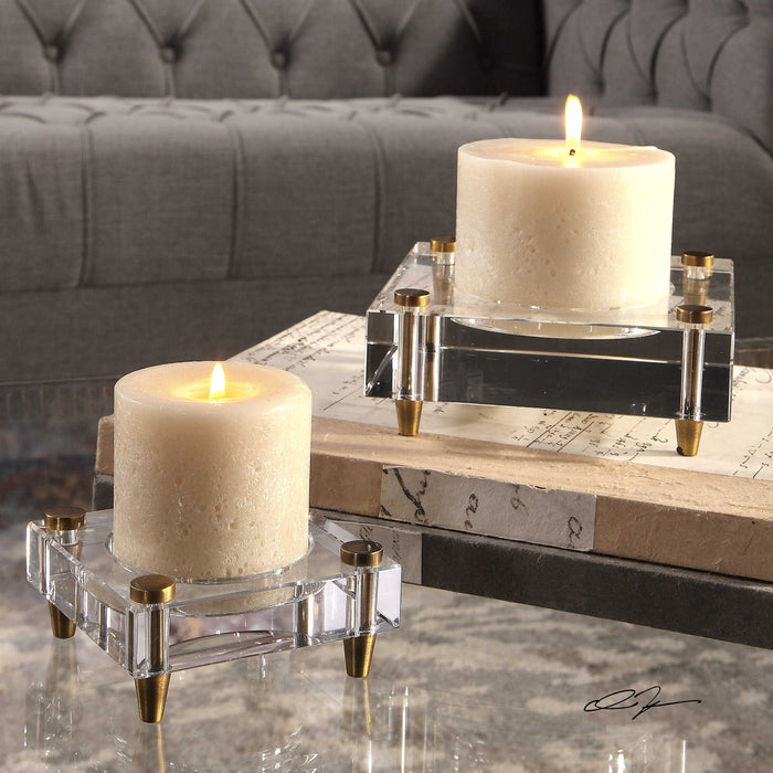Uttermost - Claire Crystal Block Candleholders, S/2 - 18643 - GreatFurnitureDeal
