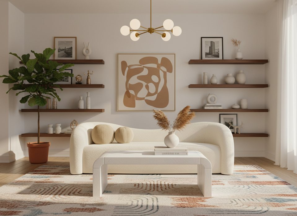Meridian Furniture - Kali 86" Cream Faux Shearling Teddy Fabric Upholstered Sofa - 186Cream-S - GreatFurnitureDeal