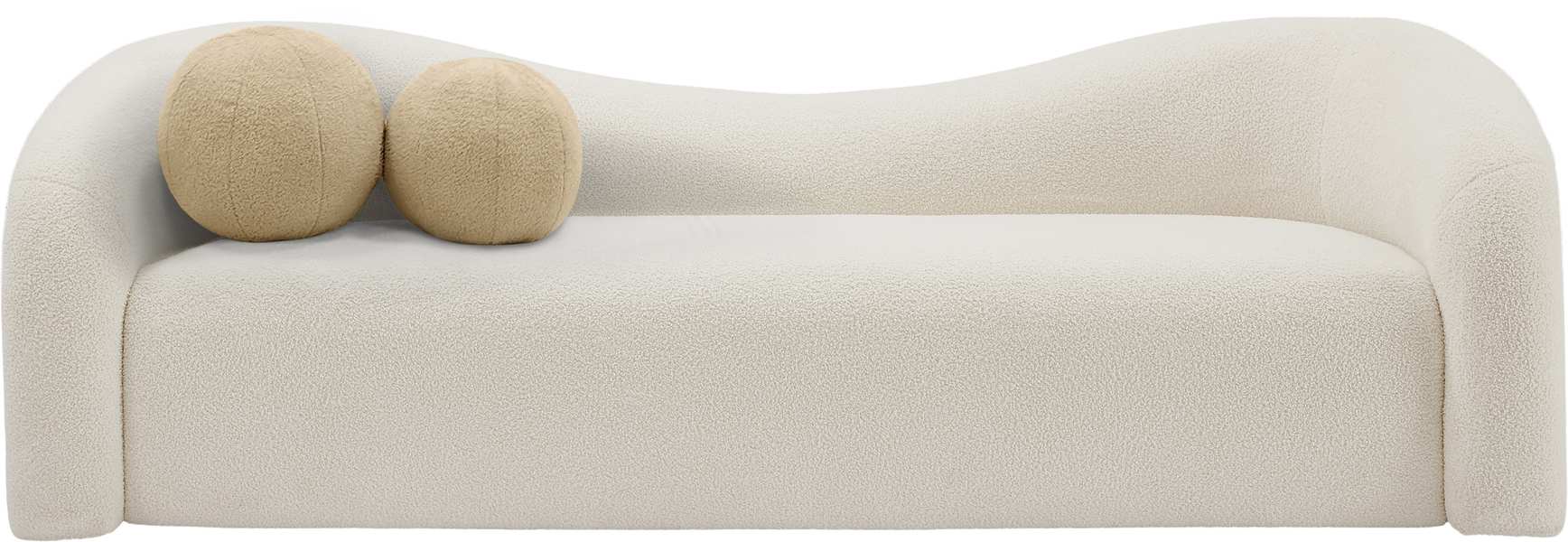 Meridian Furniture - Kali 86" Cream Faux Shearling Teddy Fabric Upholstered Sofa - 186Cream-S - GreatFurnitureDeal