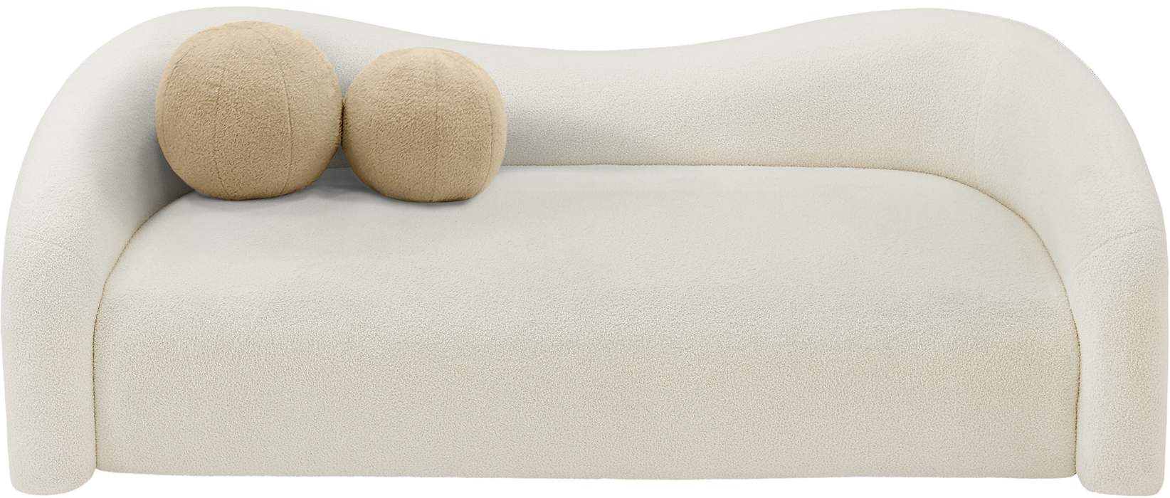 Meridian Furniture - Kali 86" Cream Faux Shearling Teddy Fabric Upholstered Sofa - 186Cream-S - GreatFurnitureDeal