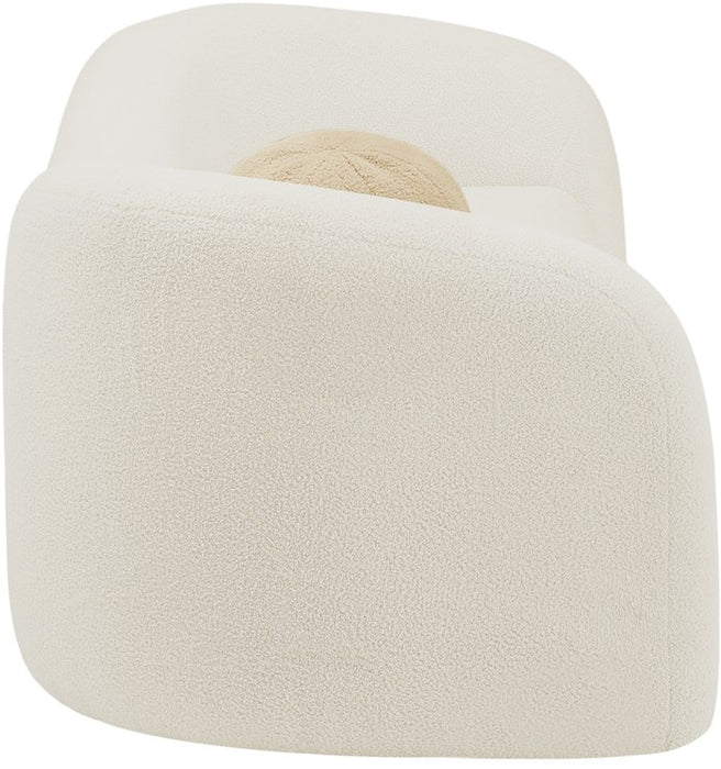 Meridian Furniture - Kali 86" Cream Faux Shearling Teddy Fabric Upholstered Sofa - 186Cream-S - GreatFurnitureDeal