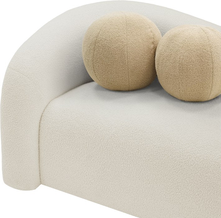 Meridian Furniture - Kali 86" Cream Faux Shearling Teddy Fabric Upholstered Sofa - 186Cream-S - GreatFurnitureDeal