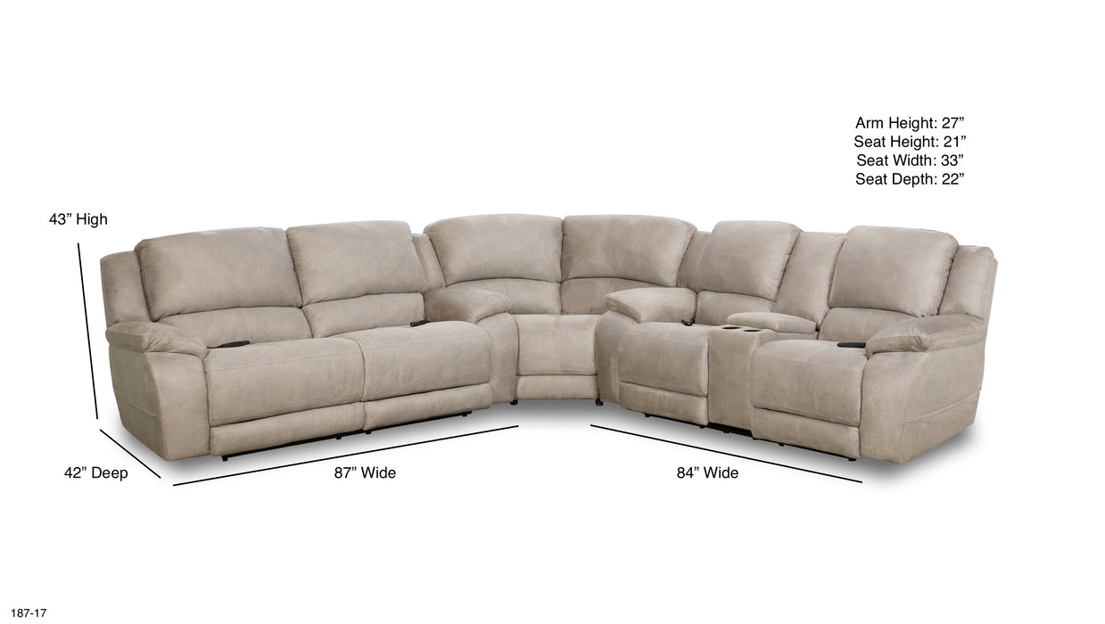 Motion Ease - Harley Triple Power Reclining Sectional in Nickel - 187-37 04 57-17 - GreatFurnitureDeal