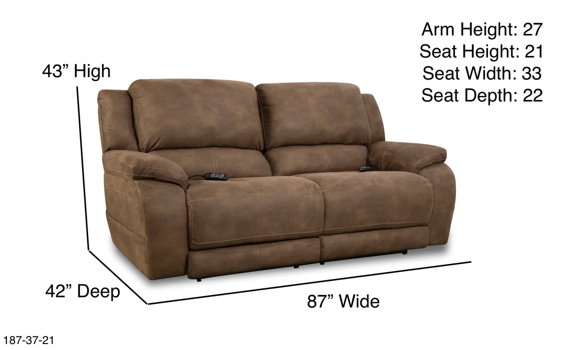 Motion Ease - Harley Double Reclining Power Sofa in Brown - 187-37-21 - GreatFurnitureDeal