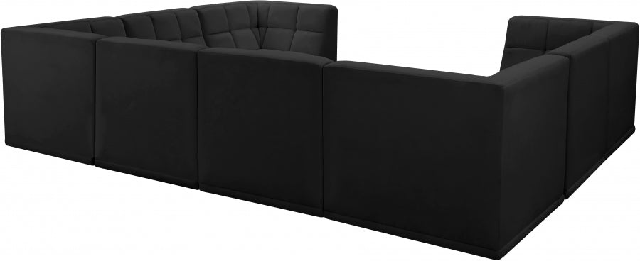 Meridian Furniture - Relax 128" Velvet Upholstered 8 Piece Modular Sectional - 650Black-Sec8A - GreatFurnitureDeal