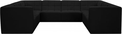 Meridian Furniture - Relax 128" Velvet Upholstered 8 Piece Modular Sectional - 650Black-Sec8A - GreatFurnitureDeal