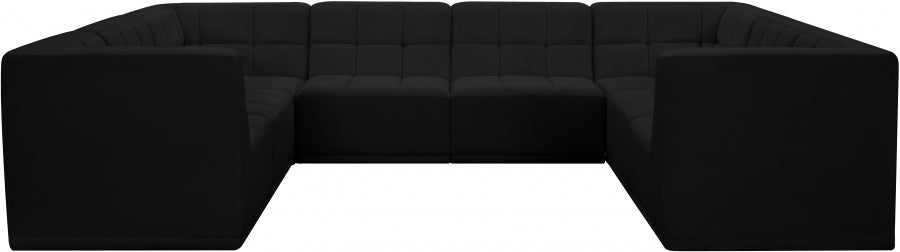 Meridian Furniture - Relax 128" Velvet Upholstered 8 Piece Modular Sectional - 650Black-Sec8A - GreatFurnitureDeal