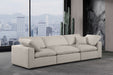 Meridian Furniture - Comfy 119" Beige Linen Textured Fabric Upholstered 3pc. Sofa - 187Beige-S119 - GreatFurnitureDeal