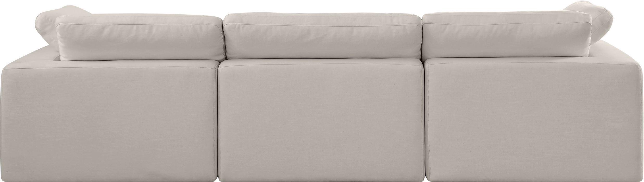Meridian Furniture - Comfy 119" Beige Linen Textured Fabric Upholstered 3pc. Sofa - 187Beige-S119 - GreatFurnitureDeal