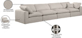 Meridian Furniture - Comfy 158" Beige Linen Textured Fabric Upholstered 4pc. Sofa - 187Beige-S158 - GreatFurnitureDeal