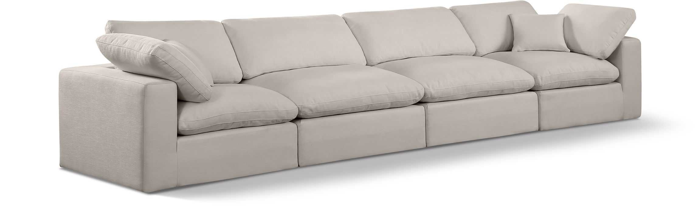 Meridian Furniture - Comfy 158" Beige Linen Textured Fabric Upholstered 4pc. Sofa - 187Beige-S158 - GreatFurnitureDeal