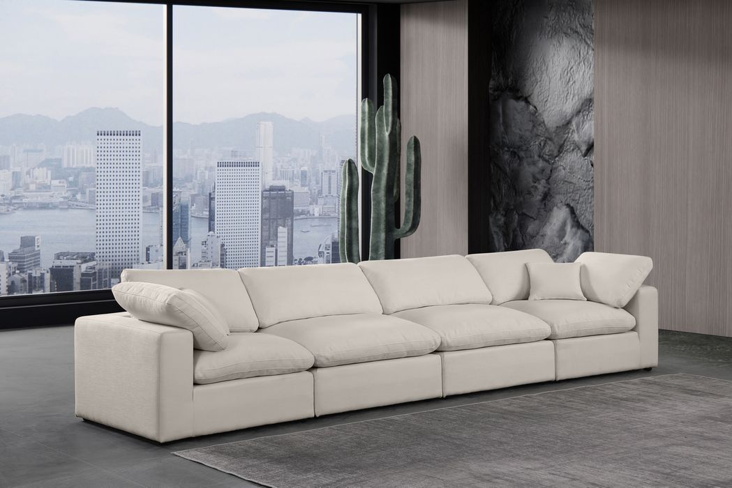 Meridian Furniture - Comfy 158" Beige Linen Textured Fabric Upholstered 4pc. Sofa - 187Beige-S158 - GreatFurnitureDeal